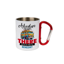 Lade das Bild in den Galerie-Viewer, Edelstahl-Tasse TREK weiß mit Karabiner inkl. Druck nach Kundenwunsch