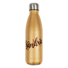 Lade das Bild in den Galerie-Viewer, Thermoflasche 500 ml Glitzer konisch Edelstahl inkl. Druck nach Kundenwunsch