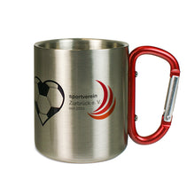 Lade das Bild in den Galerie-Viewer, Edelstahl-Tasse TREK mit Karabiner inkl. Druck nach Kundenwunsch
