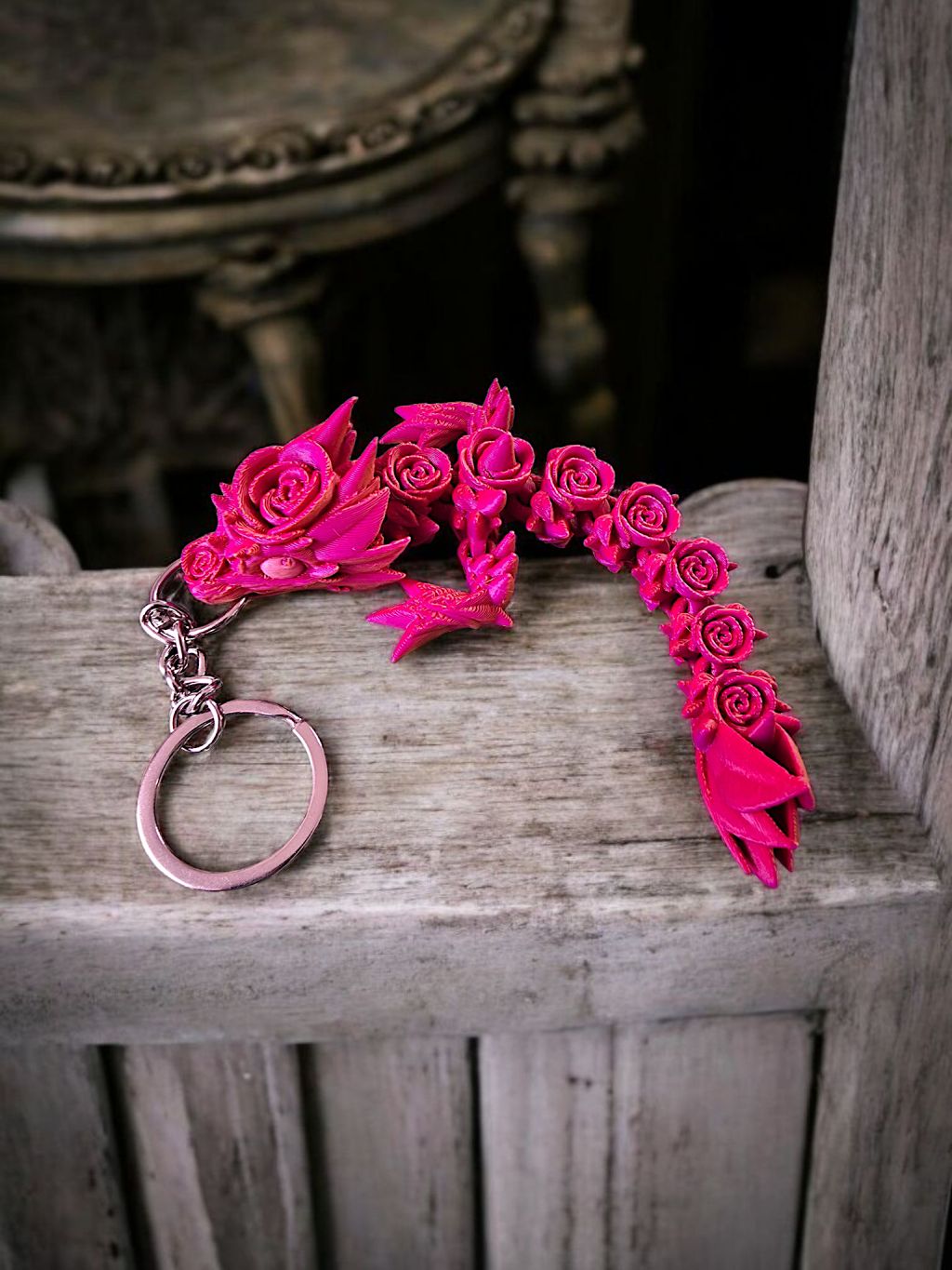 3D Schlüsselanhänger Rosen-Drache