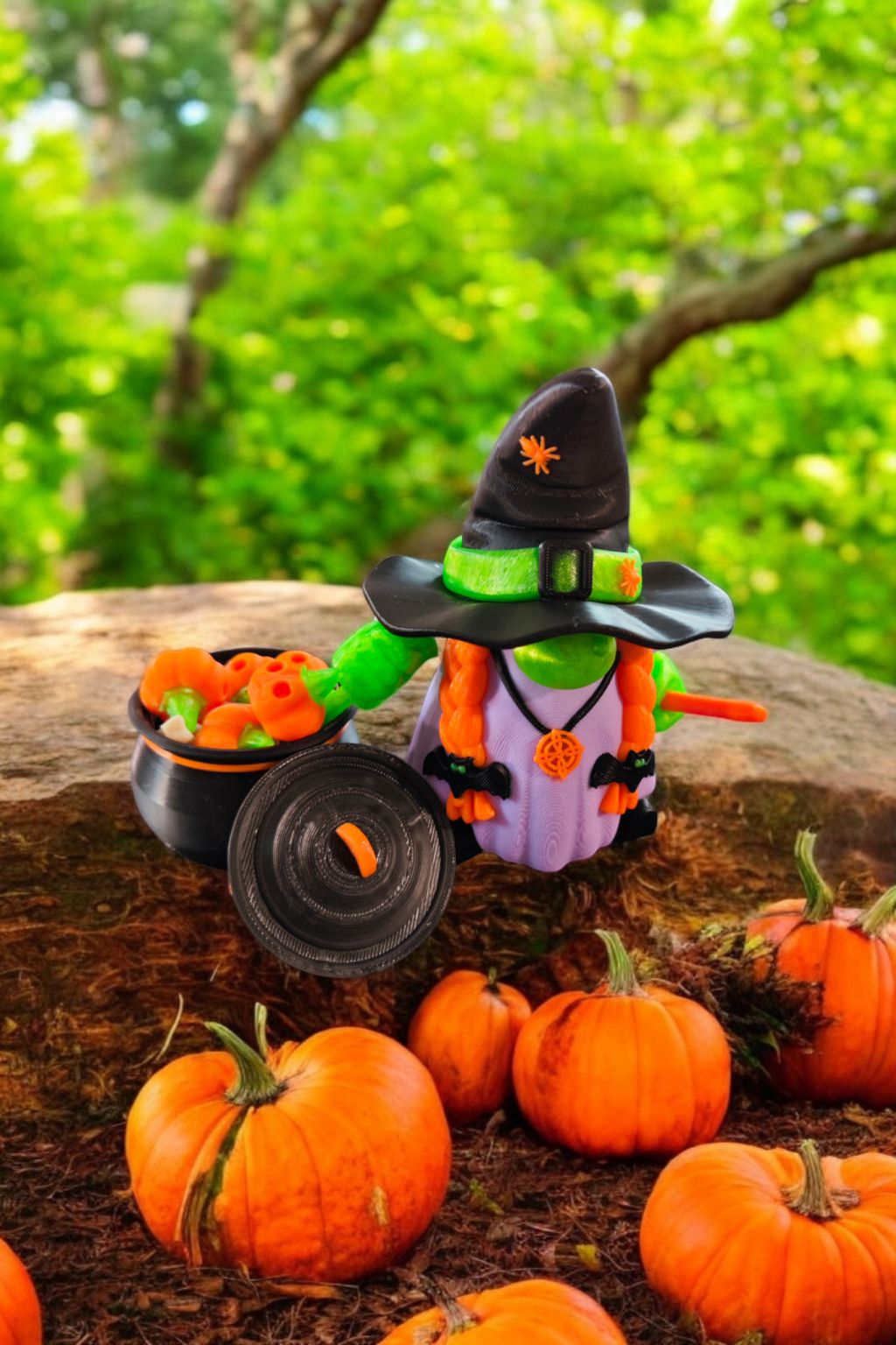 3D Deko Halloween Gnome Witch aus PLA