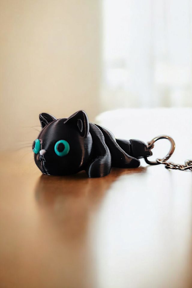 3D Schlüsselanhänger Black Cat aus PLA